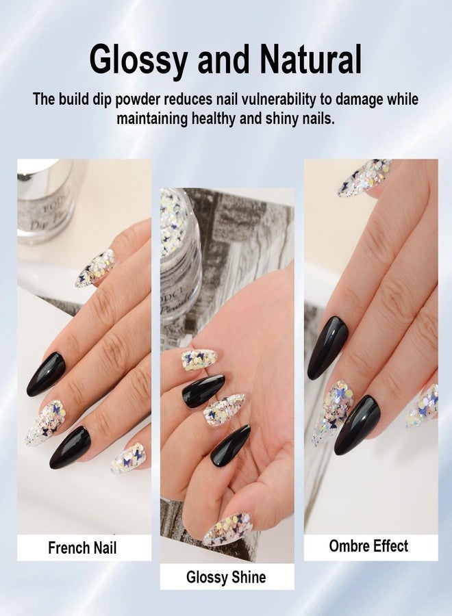 EODCI Nail Dip Powder Colors, Butterfly Glitter Silver - DIY Nail Art Starter Kit - No Lamp Needed - 1 oz - Image 4